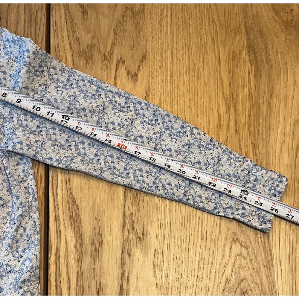 J.Crew Liberty Fabric Floral Blouse Womens XS Blue Cottagecore Pintuck Top - Picture 8 of 11